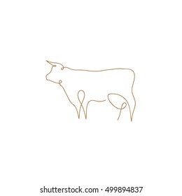 One line cow design silhouette.Hand drawn minimalism style vector illustration