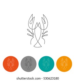 One line crayfish design silhouette. Logo design. Hand drawn minimalism style vector illustration.