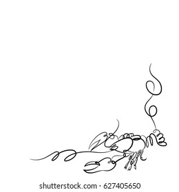 One line crayfish design silhouette