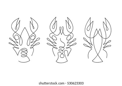 One line crayfish design silhouette.Hand drawn minimalism style vector illustration.