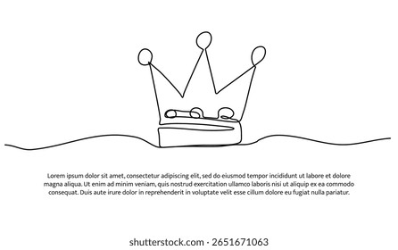 One line of crown. Abstract minimal continuous line.