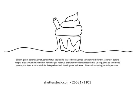 Una línea de pastel de taza. Abstractas línea continua mínima.