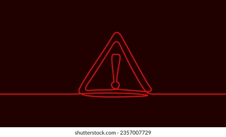 One line cyber security safety warning exclamation point. Continuous line guard attention virus alert internet attack antivirus. White firewall protection hacker vector illustration