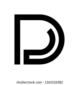 One Line D Letter Logo Design. Unusual D letter vector icon template. Editable - Vector