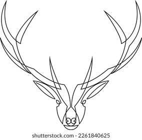 One line deer design silhouette. Hand drawn minimalism style vector illustration.