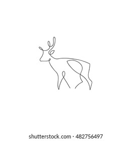 One line deer design silhouette. Hand drawn minimalism style vector illustration