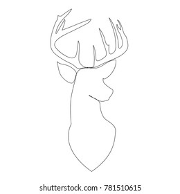 One line deer design silhouette. Hand drawn minimalism style vector illustration