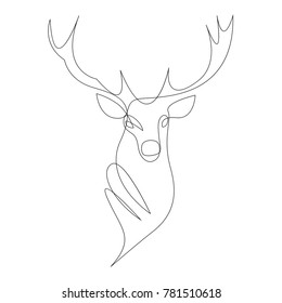 One line deer design silhouette. Hand drawn minimalism style vector illustration
