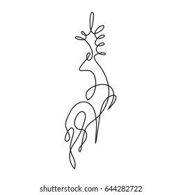 one line deer design silhouette.hand drawn minimalism style vector illustration