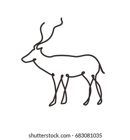One line deer design silhouette.Hand drawn minimalism style vector illustration