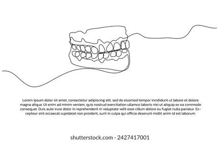 Dibujo de póster de una línea de clínica de cuidado dental con marco. Decoración de pared de línea continua mínima abstracta.