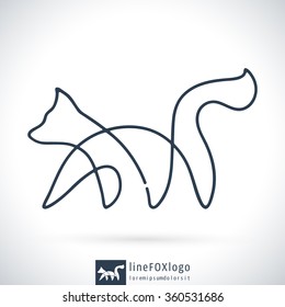 One line design fox logo template. Fox logotype for corporate identity. Vector illustration.