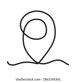 one line design of location pin icon over white background, line style, vector illustration
