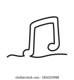 one line design of musical note icon over white background, line style, vector illustration