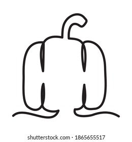one line design of pumpkin icon over white background, line style, vector illustration