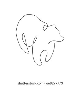 One line design silhouette of bear.hand drawn minimalism style.vector illustration