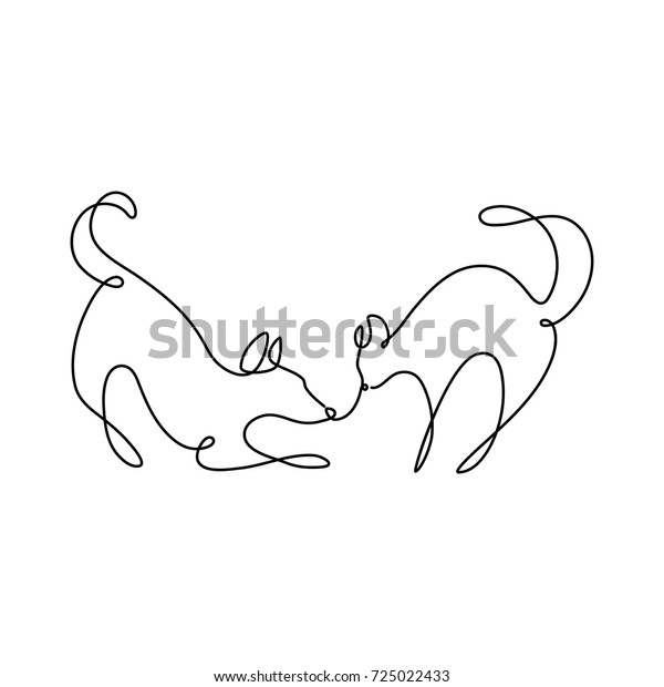 One Line Design Silhouette Cat Doghand Stock Vector Royalty Free