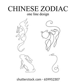 One line design silhouette of chinese zodiac.minimalistic style vector illustration