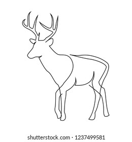 One line design silhouette of deer. Hand drawn single continuous line minimalism style. Vector illustration