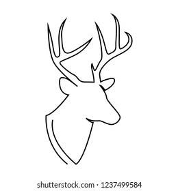 One line design silhouette of deer. Hand drawn single continuous line minimalism style. Vector illustration