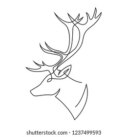 One Line Design Silhouette Deer Hand Stock Vector (Royalty Free ...