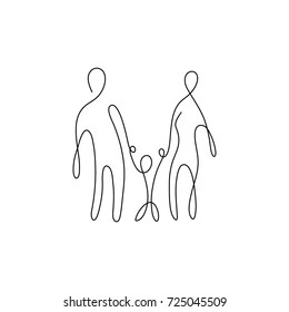 One line design silhouette family.hand drawn minimalism style.vector illustration
