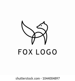 One line design silhouette of fox.Hand drawn minimalism style.Vector illustration