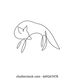 One line design silhouette of fox.hand drawn minimalism style.vector illustration