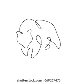 One line design silhouette of grizzly bear.hand drawn minimalism style.vector illustration