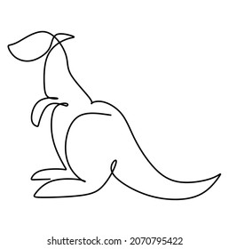 One line design silhouette of kangaroo.hand drawn minimalism style.vector illustration