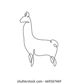 One line design silhouette of lama.hand drawn minimalism style.vector illustration