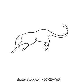 One line design silhouette of leopard.hand drawn minimalism style.vector illustration