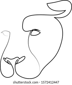 One line design silhouette of lion. Hand drawn minimalism style. Abstract lion vector illustration
