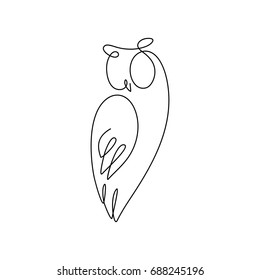 One line design silhouette of  owl.hand drawn minimalism style.vector illustration