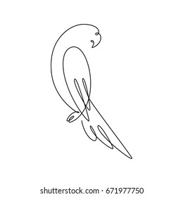 One line design silhouette of parrot.hand drawn minimalism style.vector illustration