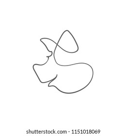 One line design silhouette of pig.minimalistic style vector illustration