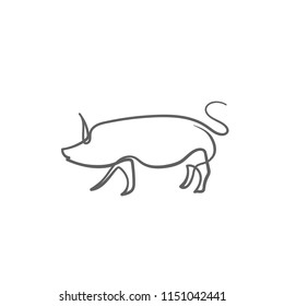 One line design silhouette of pig.minimalistic style vector illustration