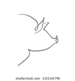 One line design silhouette of pig.minimalistic style vector illustration