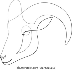 One line design silhouette of ram. Hand drawn single continuous line minimalism style. Vector illustration.