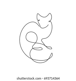 One line design silhouette of sphinx cat.hand drawn minimalism style.vector illustration 