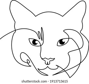 One line design silhouette of wild cat.hand drawn minimalism style.vector illustration