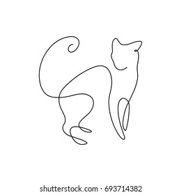 One line design silhouette of wild cat.hand drawn minimalism style.vector illustration 