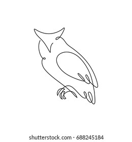 One line design silhouette of wise owl.hand drawn minimalism style.vector illustration