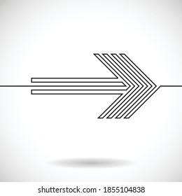 One Line Design . Vector Arrow Background.Abstract Geometrical illustration. Continuous line .