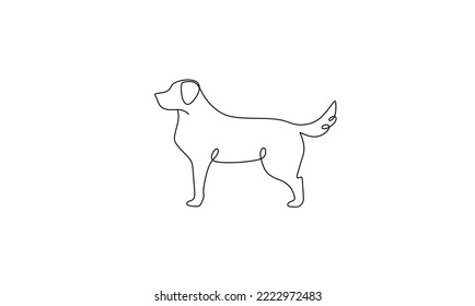 one line dog. continuous line sketch. vector illustration