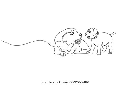 one line dog. continuous line sketch. vector illustration