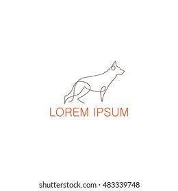 One line dog design silhouette. German Shepherd. Hand drawn minimalism style vector illustration