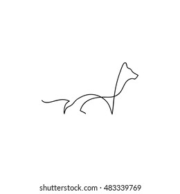 One line dog design silhouette. German Shepherd. Hand drawn minimalism style vector illustration