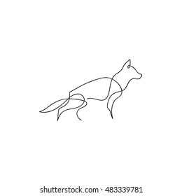 One line dog design silhouette. German Shepherd. Hand drawn minimalism style vector illustration