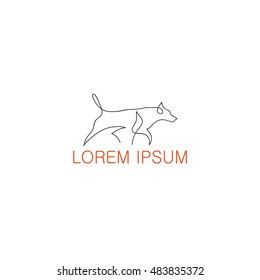 One line dog design silhouette. Hand drawn minimalism style vector illustration